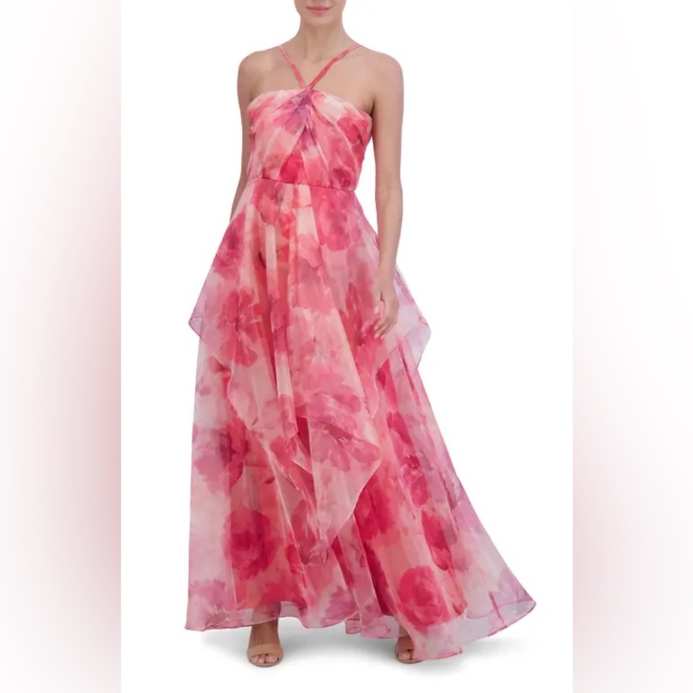 Eliza J Floral A-Line Chiffon Gown